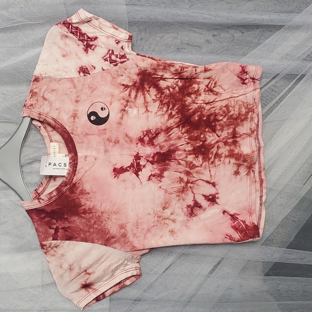 LA Hearts NWT Alien YinYang Tiedye Crop Tee MED Red